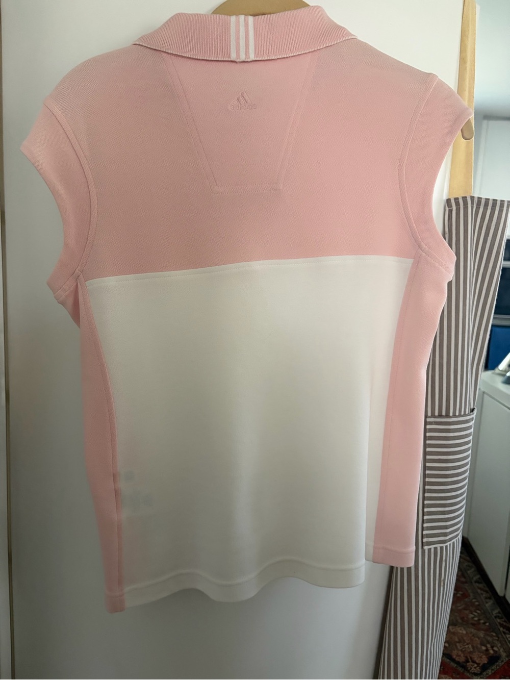 adidas Pink and White Sleeveless Zip Polo Tank - Picture 4 of 7